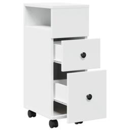 Berkfield Home Narrow Bathroom Cabinet with Wheels White Engineered Wood - thumbnail 7