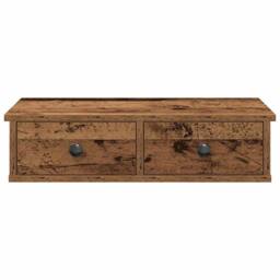 Berkfield Home Wall Shelf with Drawers Old Wood 60x25x15 cm Engineered Wood in Brown - Size: 60 x 25 x 15 cm - thumbnail 4