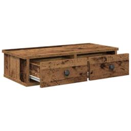 Berkfield Home Wall Shelf with Drawers Old Wood 60x25x15 cm Engineered Wood in Brown - Size: 60 x 25 x 15 cm - thumbnail 7