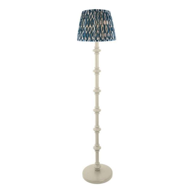 Netlighting Carnaby Almond White Floor Lamp Blue Fabric Ikat Shade 35cm B22 - image 1