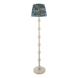 Netlighting Carnaby Almond White Floor Lamp Blue Fabric Ikat Shade 35cm B22 - thumbnail 1