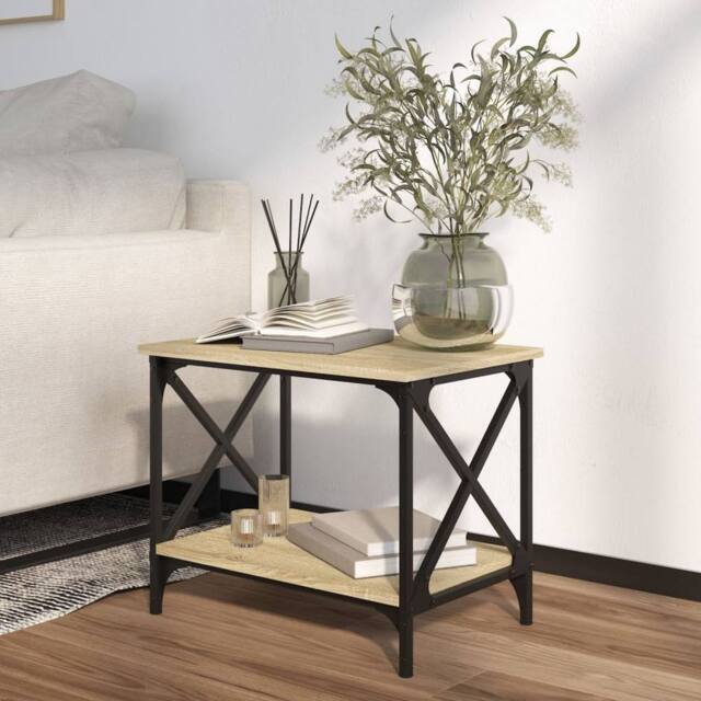 Berkfield Home Side Table Sonoma Oak 55x38x45 cm Engineered Wood in Light Brown - Size: 55 x 38 x 45 cm - image 1