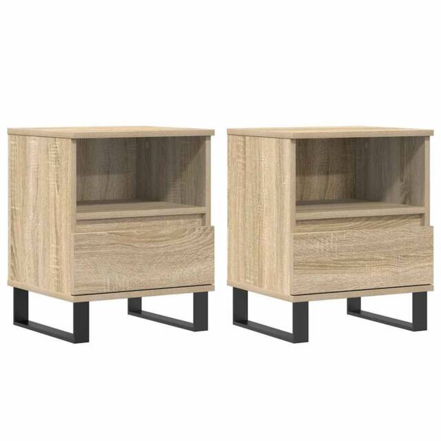 Berkfield Home Bedside Cabinets 2 pcs Sonoma Oak 40x35x50 cm Engineered Wood in Light Tan - Size: 40 x 35 x 50 cm - image 1
