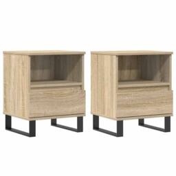 Berkfield Home Bedside Cabinets 2 pcs Sonoma Oak 40x35x50 cm Engineered Wood in Light Tan - Size: 40 x 35 x 50 cm - thumbnail 1