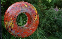 Sienna Glass Hanging Bird Feeder Red