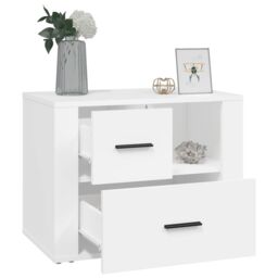 Berkfield Home Bedside Cabinet White 60x36x45 cm Engineered Wood - Size: 60 x 36 x 45 cm - thumbnail 5
