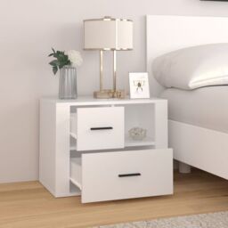 Berkfield Home Bedside Cabinet White 60x36x45 cm Engineered Wood - Size: 60 x 36 x 45 cm - thumbnail 3