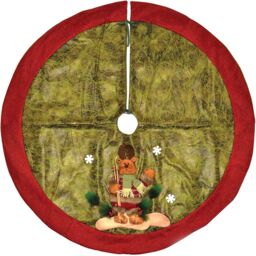 Shatchi Deluxe Christmas Tree Skirt Base Cover with 3D Handmade Xmas Width 122cm Perfect for 5ft-8ft Decorations in Yellow - thumbnail 2