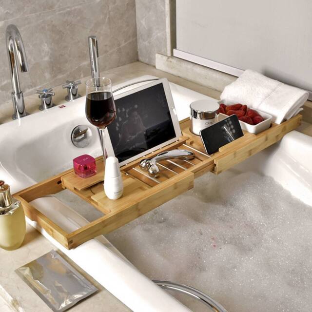 Living and Home Extendable Bamboo Bath Tray in Brown - image 1