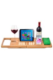 Living and Home Extendable Bamboo Bath Tray in Brown - thumbnail 4
