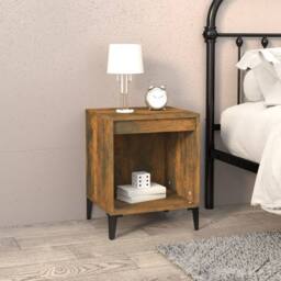 Berkfield Home Bedside Cabinet Smoked Oak 40x35x50 cm in Brown - Size: 40 x 35 x 50 cm - thumbnail 2