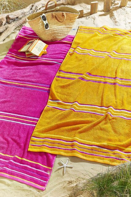 Catherine Lansfield Rainbow Cotton Beach Towel Pair in Pink - image 1