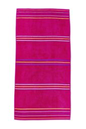 Catherine Lansfield Rainbow Cotton Beach Towel Pair in Pink - thumbnail 2