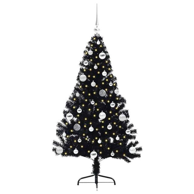 Berkfield Home Beautiful Artificial Pre-lit Christmas Tree Black 150 cm PVC - image 1