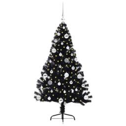Berkfield Home Beautiful Artificial Pre-lit Christmas Tree Black 150 cm PVC