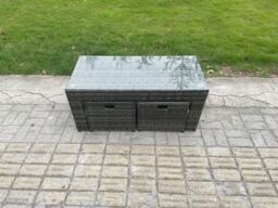 Fimous Rattan Garden Furniture Set 12 Seater Indoor Outdoor Patio Sofa Set with Coffee Table 3 Footstools 2 Side Tables Dark Grey Mixed - thumbnail 3