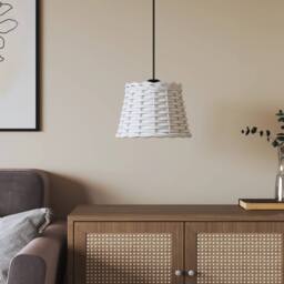 Berkfield Home Ceiling Lamp Shade White √ò20x15 cm Wicker - Size: 20x15 cm