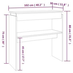 Berkfield Home Decorative Console Table Smoked Oak 102x30x80 cm Engineered Wood in Brown - Size: 102 x 30 x 80 cm - thumbnail 6