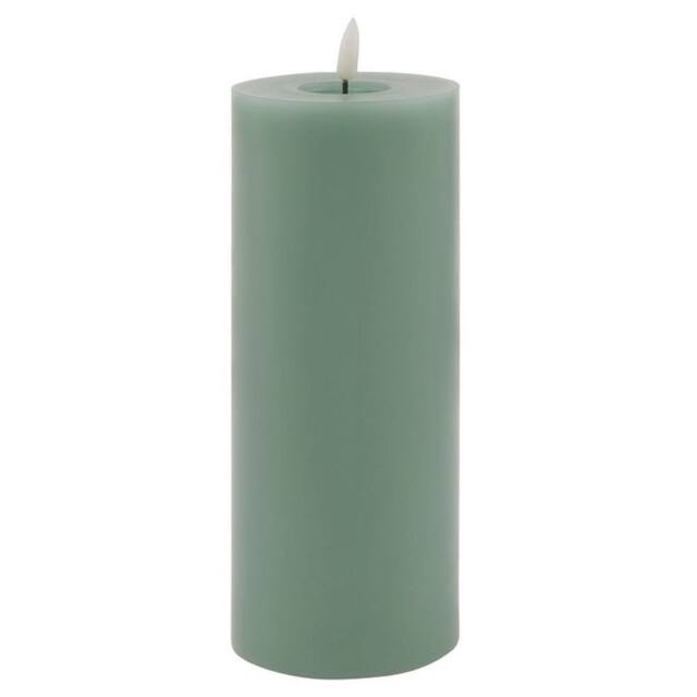 Lemon Pavilion Furniture and Decor Luxe Collection Melt Effect LED Candle - Wax - L9 x W9 x H23 cm - Sage in Green