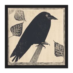 "Artery8 Wall Art Print Samuel Jessurun De Mesquita Picture Of A Crow Square Framed Picture 16X16 Inch in Black - Size: W16"" x H16""" - thumbnail 1