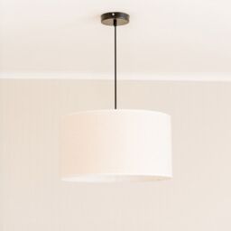 ValueLights Eva Natural Linen Fabric Ceiling Floor Table Large Drum Lamp Shade with LED Bulb in White - thumbnail 3