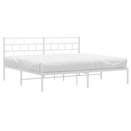 Berkfield Home Metal Bed Frame with Headboard White 193x203 cm - thumbnail 3