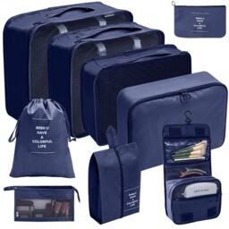 Leaper 9PC Cosmetic Washing Outdoor Luggage Storage Bag in Dark Blue - thumbnail 3