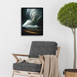 "Artery8 Wall Art Print The Storm Rolls In Oil Painting Clouds Countryside Art Framed in Black - Size: W12"" x H16""" - thumbnail 2