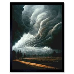 "Artery8 Wall Art Print The Storm Rolls In Oil Painting Clouds Countryside Art Framed in Black - Size: W12"" x H16""" - thumbnail 1