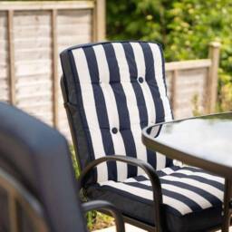 Hectare 4 Seater Dining Set with Reversible Cushions & Crank Parasol in Navy - thumbnail 4