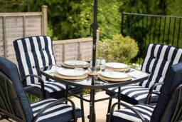 Hectare 4 Seater Dining Set with Reversible Cushions & Crank Parasol in Navy - thumbnail 2