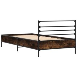 Berkfield Home Bed Frame without Mattress Smoked Oak 90x190 cm Single in Brown - thumbnail 6