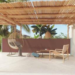 Berkfield Home Patio Retractable Side Awning 117x600 cm Brown - thumbnail 2