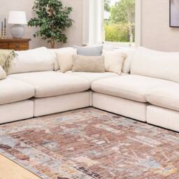 Kukoon Tribal Design Cotton Chenille Rug Brown Blue Machine Washable - Size: 240 cm x 330 cm - thumbnail 3