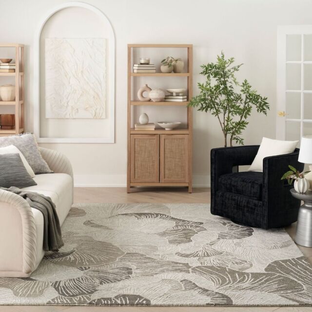 The Rug Shop UK Cream Modern Abstract Rayon Easy To Clean Cotton Backing Rug - Size: 160 cm x 220 cm - image 1