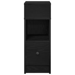 Berkfield Home Durable Bedside Cabinet with Drawer Black 25x31x66 cm - Size: 25 x 31 x 66 cm - thumbnail 4