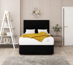 Bed Choices Montana Bed Set No drawer - Includes Mattress & Headboard - Plush Velvet in Black - Size: King - thumbnail 2