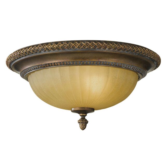 Loops 2 Bulb Flush Light Low Ceiling Firenze Gold British Bronze LED E27 60W Bulb