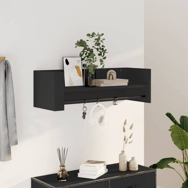 Berkfield Home Wall Shelf Black 100x35x30.5 cm Engineered Wood - image 1