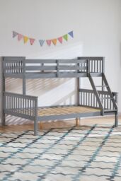 Home Discount Vida Designs Milan Triple Sleeper Detachable Bunk Bed Frame Bedroom Kids Furniture in Grey - Size: Single - thumbnail 8