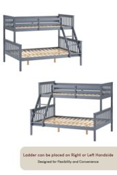 Home Discount Vida Designs Milan Triple Sleeper Detachable Bunk Bed Frame Bedroom Kids Furniture in Grey - Size: Single - thumbnail 3