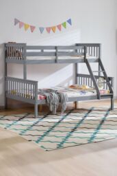 Home Discount Vida Designs Milan Triple Sleeper Detachable Bunk Bed Frame Bedroom Kids Furniture in Grey - Size: Single - thumbnail 1