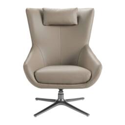 Angel Cerda Mink Leatherette Swivel Armchair Dark Steel Base in Grey - thumbnail 2