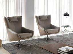 Angel Cerda Mink Leatherette Swivel Armchair Dark Steel Base in Grey - thumbnail 3
