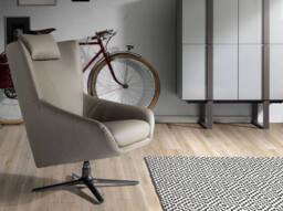Angel Cerda Mink Leatherette Swivel Armchair Dark Steel Base in Grey - thumbnail 6