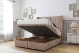 "Sloomy Falcon Naples Ottoman Bed Base-54"" Wingback Headboard in Light Brown - Size: Small Single" - thumbnail 2