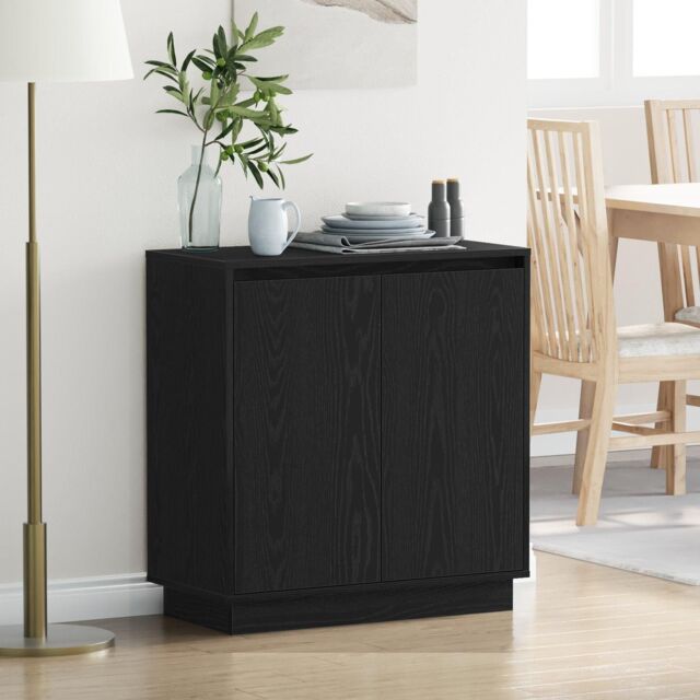 Berkfield Home Sideboard with LED Black Oak 71x34.5x75 cm Engineered Wood - image 1