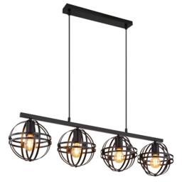 Netlighting Tamara I Bar Pendant Ceiling Light Matt Black 4x E27 - thumbnail 1