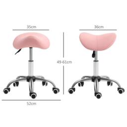 Kelvenix PU Leather Saddle Stool w/ Moulded Padded Seat Adjustable Height Pink - Size: 600mm - thumbnail 3