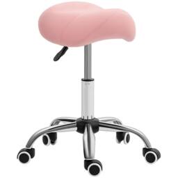 Kelvenix PU Leather Saddle Stool w/ Moulded Padded Seat Adjustable Height Pink - Size: 600mm - thumbnail 1